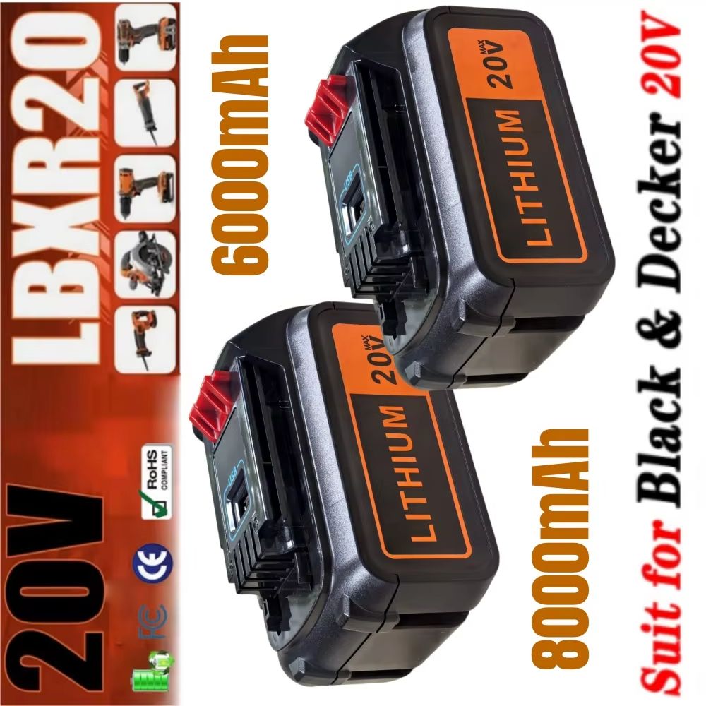 Black+Decker Tool 20V Max - Baterai Pengganti Kapasitas Tinggi 8Ah untuk