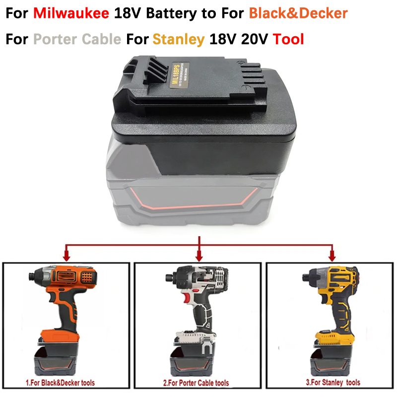 Black+Decker Tool 20V Max - Adaptor baterai MIL18BPS untuk Milwaukee M